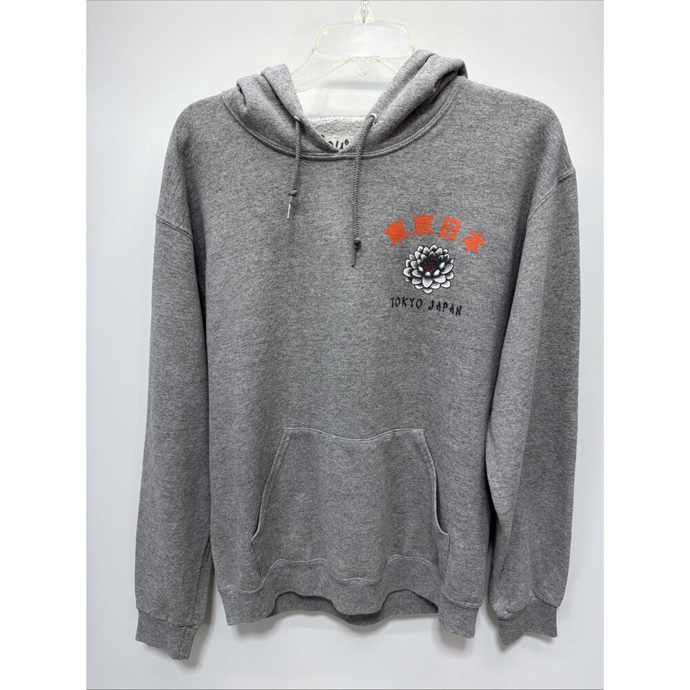 Bowery Tokyo Japan Hoodie Men’s M Gray Long Sleeve Pullover Sweatshirt Graphic